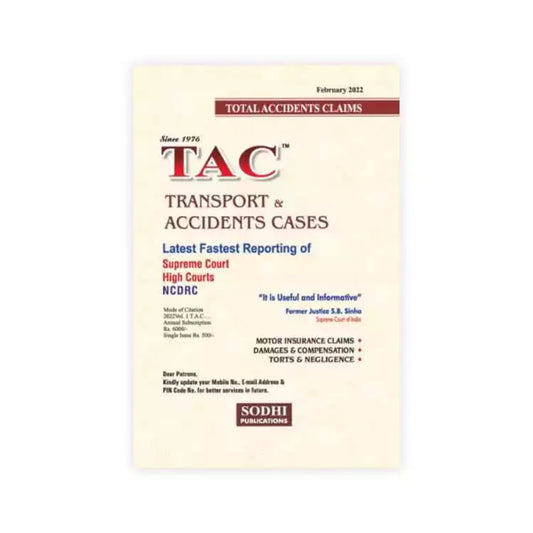 Transport and Accidents Cases - TAC Annual Subscription From 2023 Set of 4 Volumes
